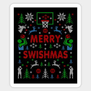 Merry Swishmas Basketball Ugly Sweater Party Christmas Basketball Player Fan Coach Magnet